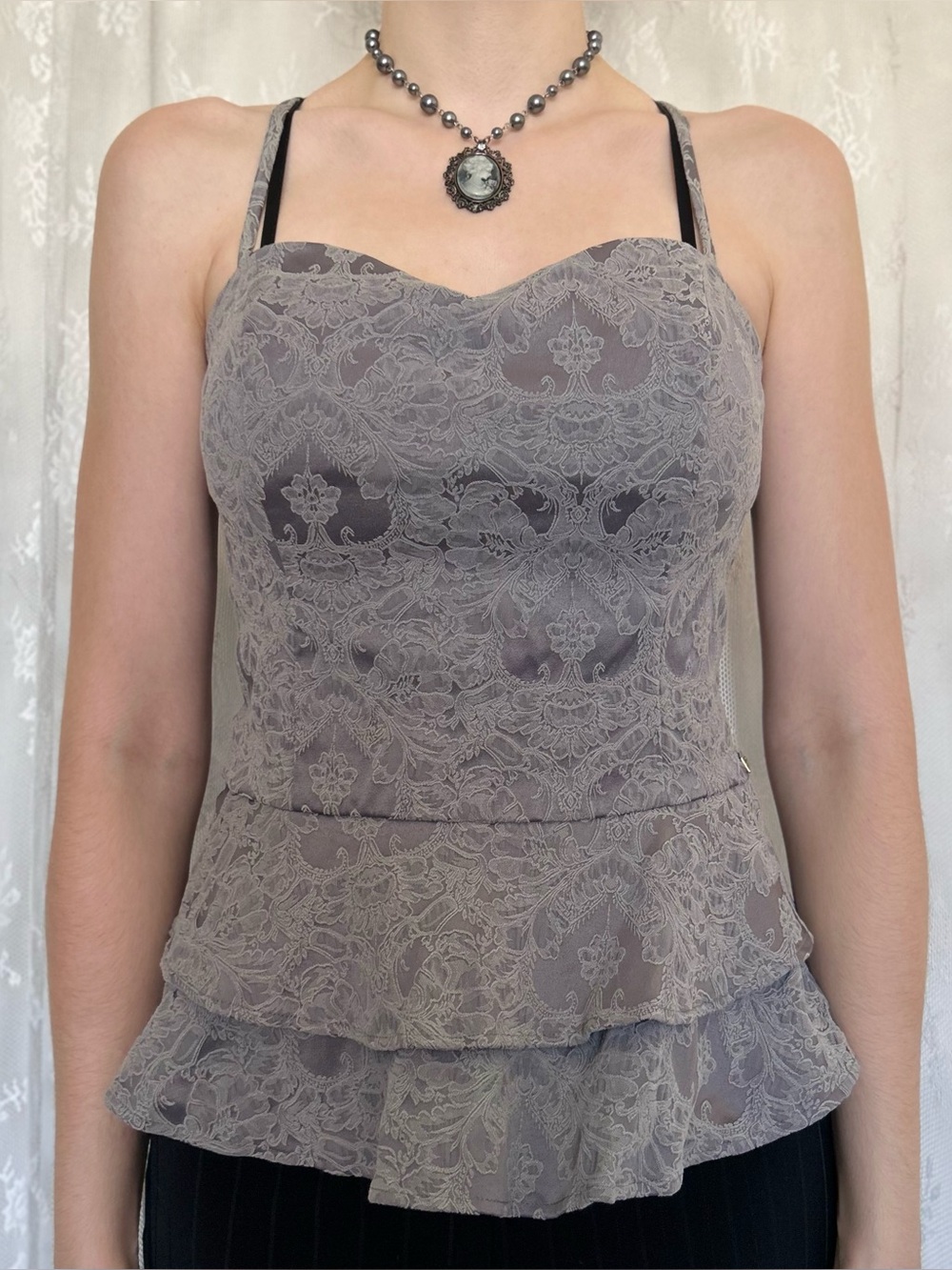 Whimsygoth Gray Lace Guess Cami - Picture 3 of 7